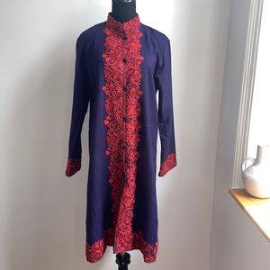 Wool embroidered mandarin coat